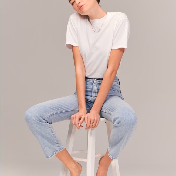 Abercrombie & Fitch Blue The Ankle Straight Ultra High Rise Leg Jeans - Picture 7 of 10